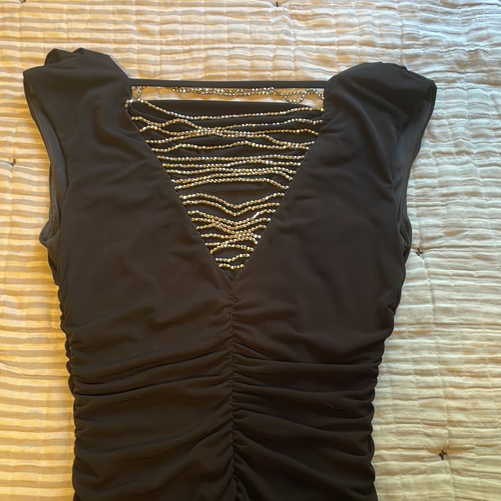 Formal black dress with bling on the back